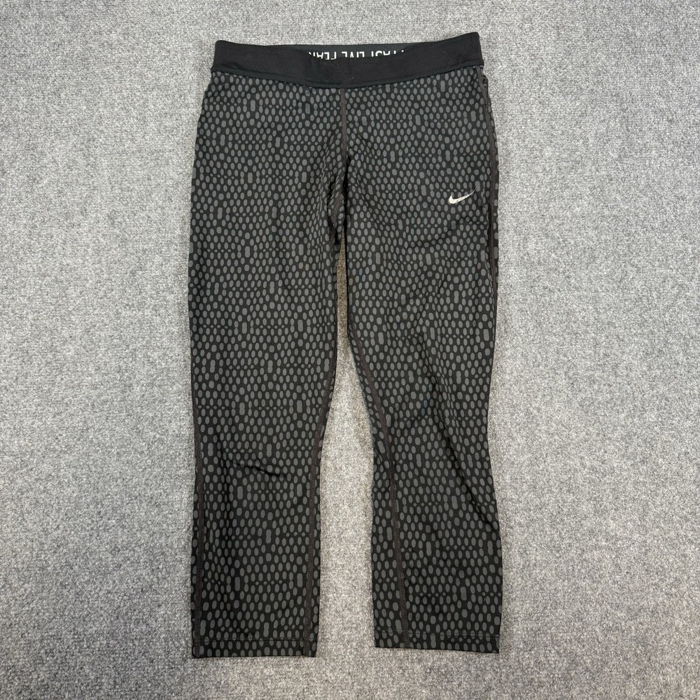 Nike Dri-Fit Tights Womens Medium Black Run Fast Live Fearless Spotted Workout